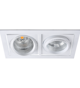 KALUS – 2x Recessed LED Spotlights-Two models of KALUS product family, LED Spot luminaires, are accent lights in shops and similar places, each with its versatile mobility.